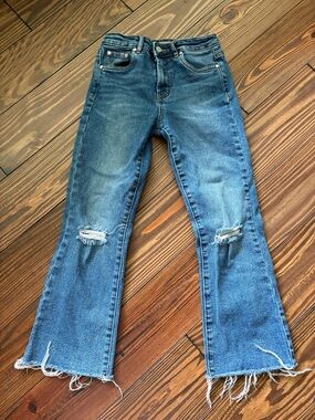 Blue Distressed Girls Jeans - Classic High-Rise Crop